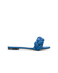 Sandali piatti di tela blu