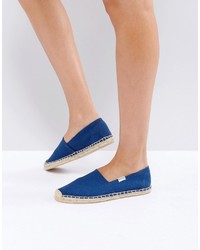 Sandali piatti di tela blu di Soludos