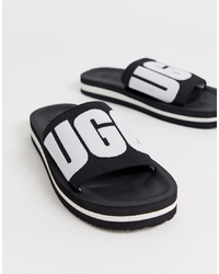 Sandali piatti di tela ricamati neri di UGG
