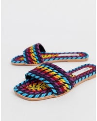 Sandali piatti di tela stampati multicolori di ASOS DESIGN
