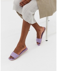 Sandali piatti di tela viola chiaro