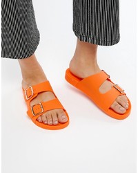 Sandali piatti in pelle arancioni di ASOS DESIGN