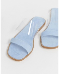 Sandali piatti in pelle azzurri di ASOS DESIGN
