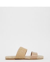 Sandali piatti in pelle beige di ASOS DESIGN