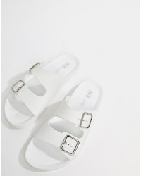 Sandali piatti in pelle bianchi di ASOS DESIGN