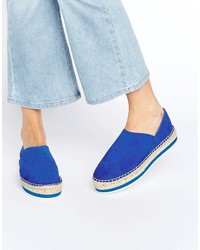 Sandali piatti in pelle blu di Miista