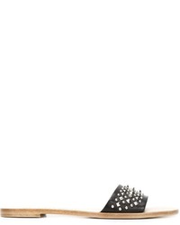 Sandali piatti in pelle decorati neri di Alexander McQueen