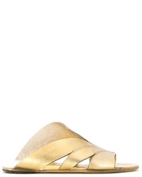 Sandali piatti in pelle dorati di Marsèll