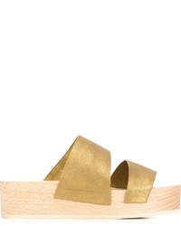 Sandali piatti in pelle dorati di Roberto Del Carlo