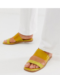 Sandali piatti in pelle gialli di ASOS DESIGN