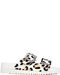 Sandali piatti in pelle leopardati bianchi di Senso