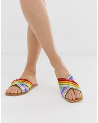 Sandali piatti in pelle multicolori di ASOS DESIGN
