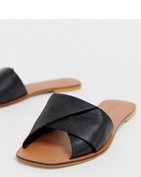 Sandali piatti in pelle neri di ASOS DESIGN
