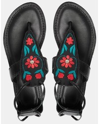 Sandali piatti in pelle neri di Asos