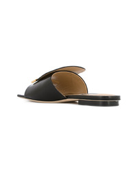 Sandali piatti in pelle neri di Sergio Rossi