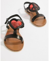 Sandali piatti in pelle neri di Love Moschino
