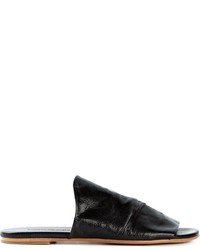 Sandali piatti in pelle neri di Roberto Del Carlo