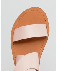 Sandali piatti in pelle rosa di Asos