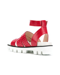 Sandali piatti in pelle rossi di RED Valentino