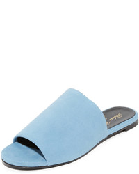 Sandali piatti in pelle scamosciata azzurri