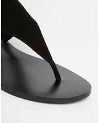 Sandali piatti in pelle scamosciata neri