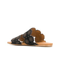 Sandali piatti in pelle scamosciata neri di See by Chloe
