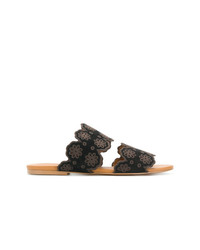 Sandali piatti in pelle scamosciata neri di See by Chloe