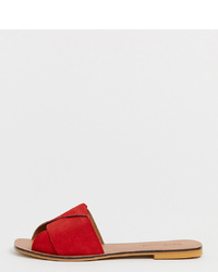 Sandali piatti in pelle scamosciata rossi di ASOS DESIGN