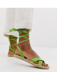Sandali piatti in pelle verdi di ASOS DESIGN
