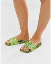 Sandali piatti in pelle verdi di ASOS DESIGN