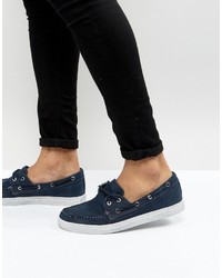 Scarpe da barca di tela blu scuro di Armani Jeans