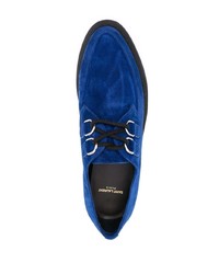 Scarpe derby in pelle scamosciata blu scuro di Saint Laurent