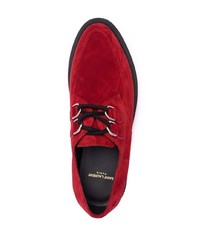Scarpe derby in pelle scamosciata rosse di Saint Laurent