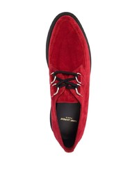 Scarpe derby in pelle scamosciata rosse di Saint Laurent