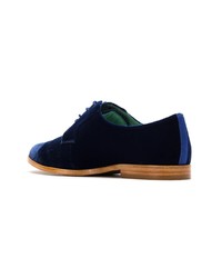 Scarpe oxford di velluto blu scuro di Blue Bird Shoes