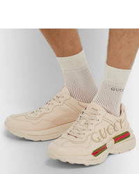 Scarpe sportive in pelle beige di Gucci