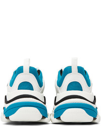Scarpe sportive in pelle bianche e blu di Balenciaga