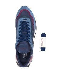 Scarpe sportive in pelle scamosciata blu scuro di Valentino Garavani