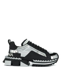 Scarpe sportive in pelle stampate nere di Dolce & Gabbana