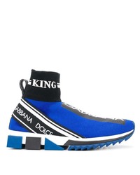 Scarpe sportive stampate blu di Dolce & Gabbana