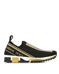 Scarpe sportive stampate nere e dorate di Dolce & Gabbana