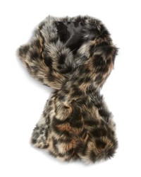 Scialle di pelliccia leopardato marrone scuro