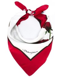 Sciarpa a fiori bianca e rossa di Dolce & Gabbana