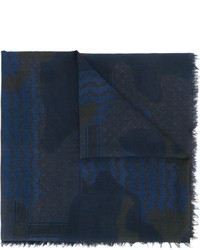 Sciarpa di cotone stampata blu scuro di Neil Barrett
