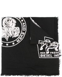 Sciarpa di cotone stampata nera di Diesel