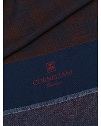 Sciarpa di lana a quadri blu scuro di Corneliani