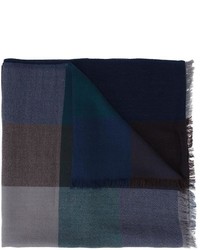 Sciarpa di lana a quadri blu scuro di Paul Smith