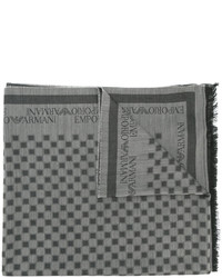 Sciarpa di lana a quadri grigia di Emporio Armani