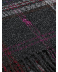 Sciarpa di lana a quadri grigio scuro di Polo Ralph Lauren