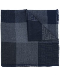 Sciarpa di lana a quadri grigio scuro di Fendi